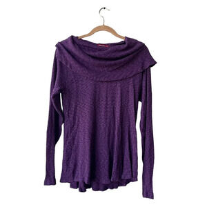 BARBARA LESSER Women's Cowl-neck Tunic Sweater Size M Purple Long Sleeve Stretch